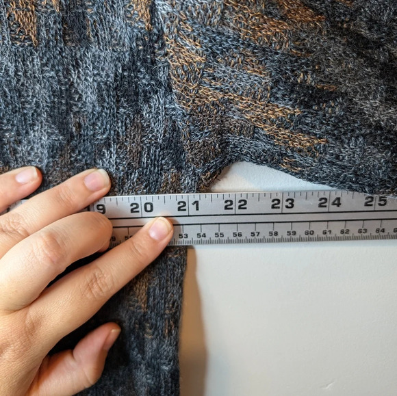 Vintage Knit Wool Crew Neck Grey & Brown Patterned Sweater Mens Large Grandpa - Picture 7 of 7